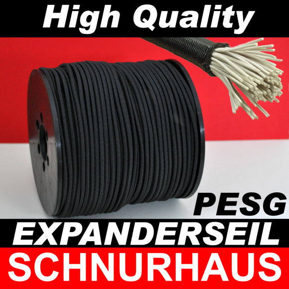 6mm PES Expanderseil 10m weiss/schwarz Gummiseil Tauwerk Spannfix 