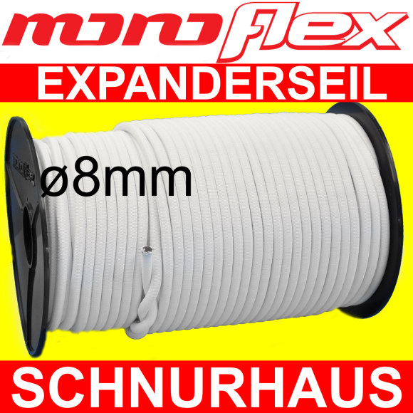 40 m Monoflex Gummiseil ø 8mm weiss Expanderseile 