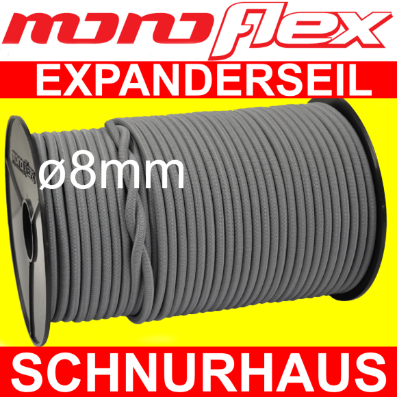 8mm PE monoflex Expanderseil 30m grau Gummiseil elastisches Seil für Plane 