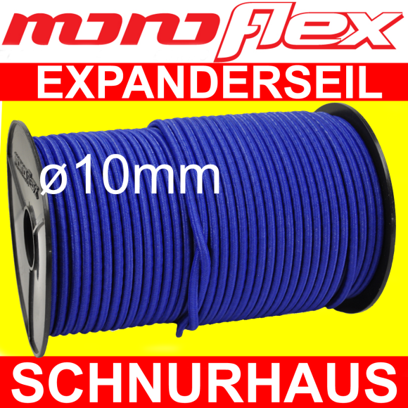 10 Spiralhaken  Gummiseil elastic cord 10mm Expanderseil blau 20m 