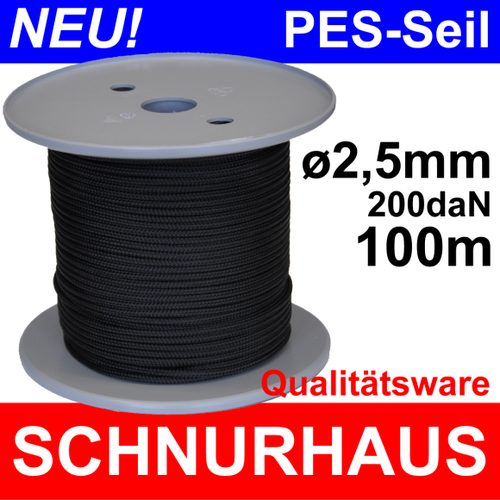 5mm PES Polyester-Seil Reepschnur 100m schwarz Seil Nato military Bundeswehr 