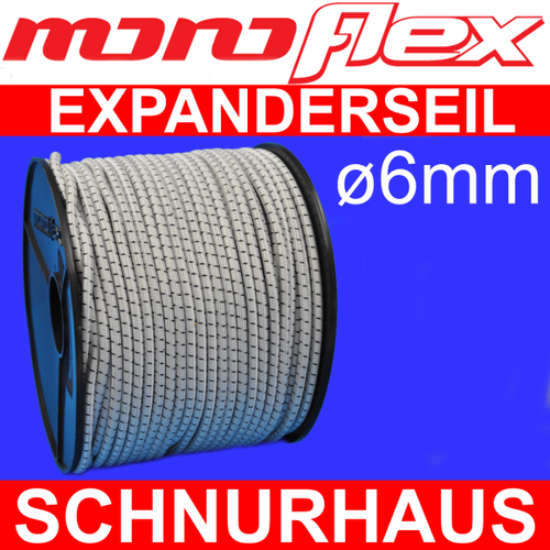 6mm PES Expanderseil monoflex weiß/schwarz Meterware