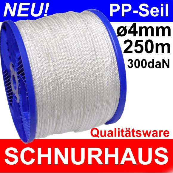 4mm 100m Polypropylen PP Seil Flechtleine Flechtschnur Band weiß 0,17€/m 