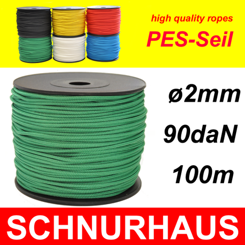 2mm Polyesterschnur 100m grün SCHNURHAUS PES Schnur Kordel Seil green rope cord 