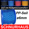 6mm PP 450daN Reepschnur 100m blau mit Reflektionsstreifen Seil Schnur rope cord
