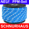 10mm PP 1500daN Polypropylenschnur Seil Schnur 50m, blau weiß/blau ( blue cord, rope )