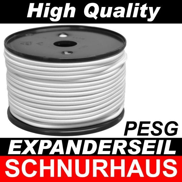 4mm PES multiflex Expanderseil 100m weiß schwarz Gummiseil bungee elastic-cord 