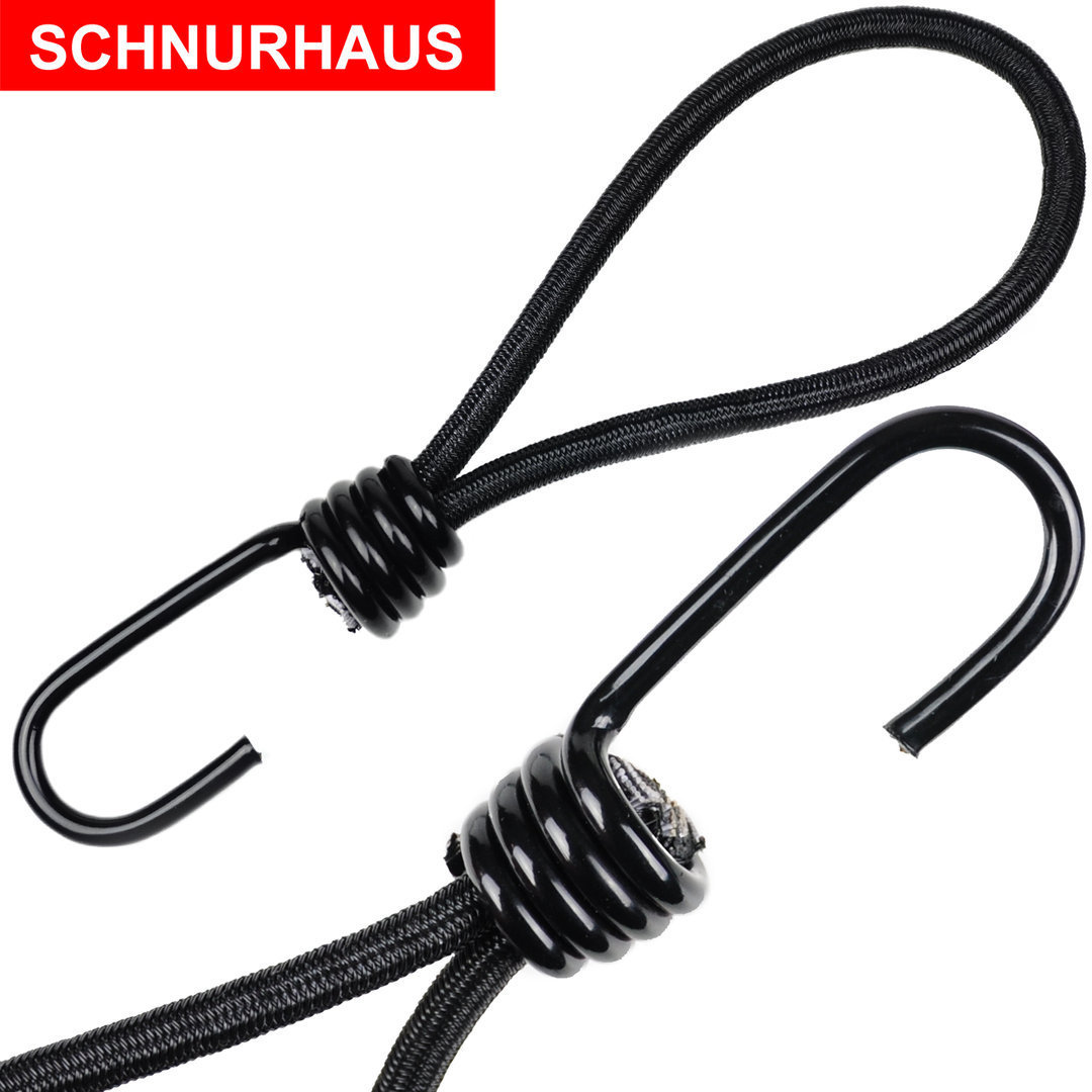 10 Stück 8mm Spanner mit Haken 60cm schwarz Spanner Spanngummi elastic cord 